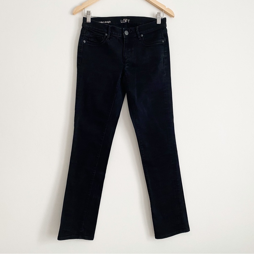 LOFT Modern Straight Denim Jeans, Size 26 (2) – Black